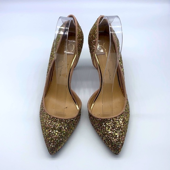 Jessica Simpson - Livvy Dusty Gold Glitter High Heels Size 8 - Picture 1 of 15